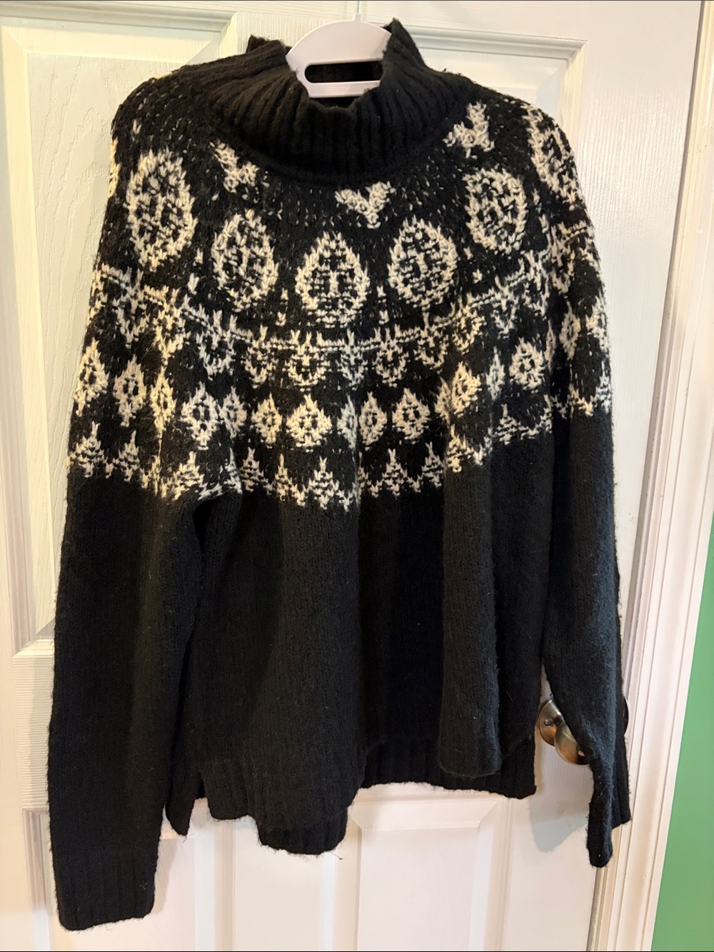 Lucky Brand Black and White Nordic Turtleneck Sweater